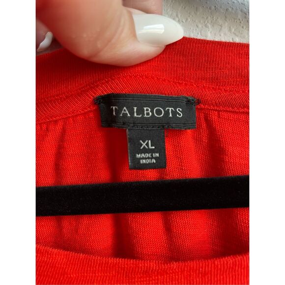 Talbots Dress Casual Coastal Tiered Women XL Red Short Sleeve Maxi Lightweight - Picture 2 of 7